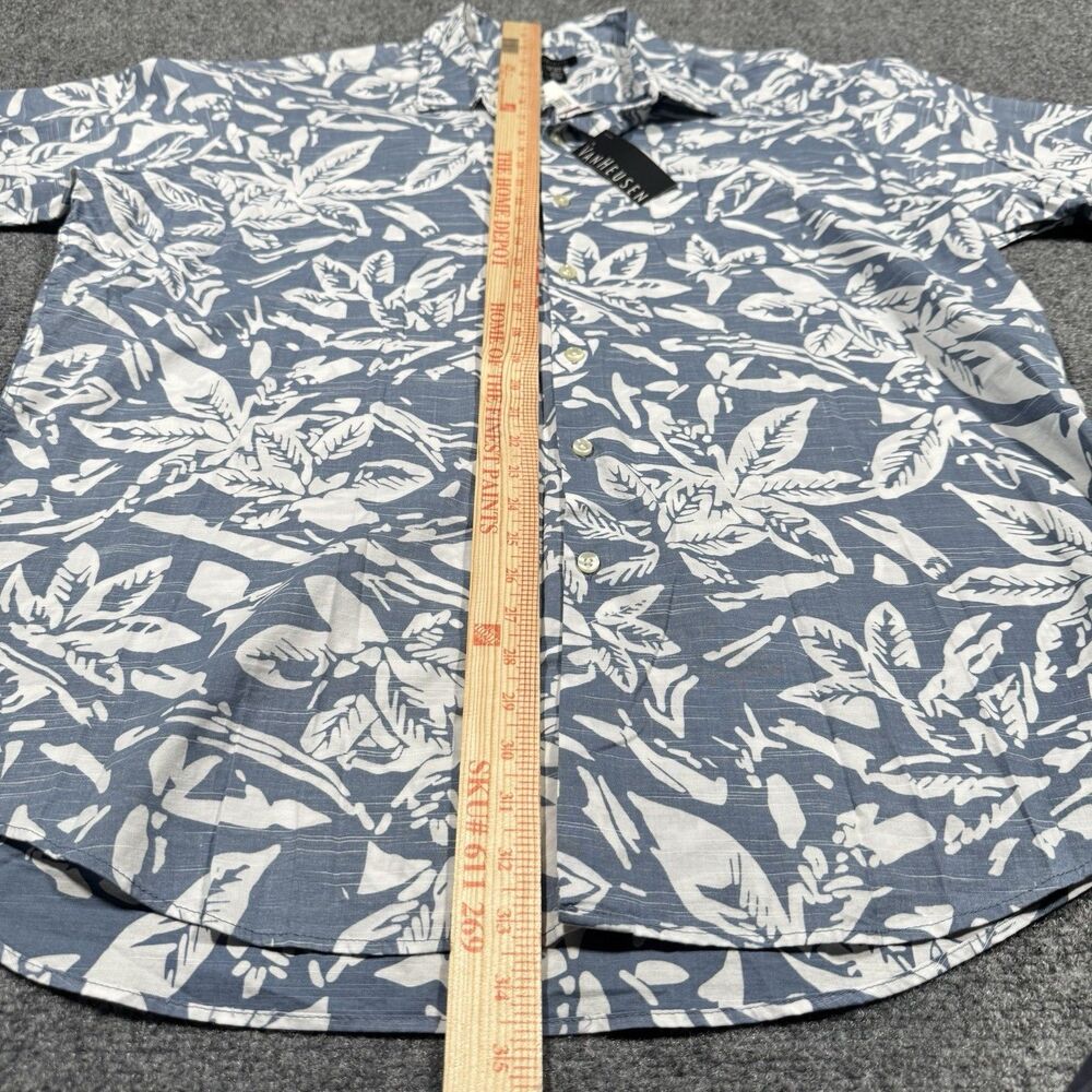 Van Heusen Hawaiian Aloha Shirt Floral Blue Jean Whitewash 2XL XXL 18-18 1/2 - Picture 7 of 7
